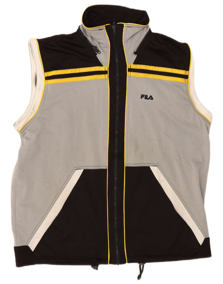 Fila Herren-Trainingsanzug, ärmellos, Jacke, groß, graues Farbblock-Polyester