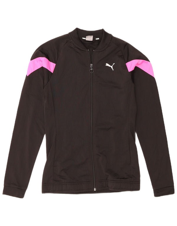 Puma Mädchen-Trainingsanzug-Top-Jacke, 15–16 Jahre, schwarzes Colourblock-Polyester