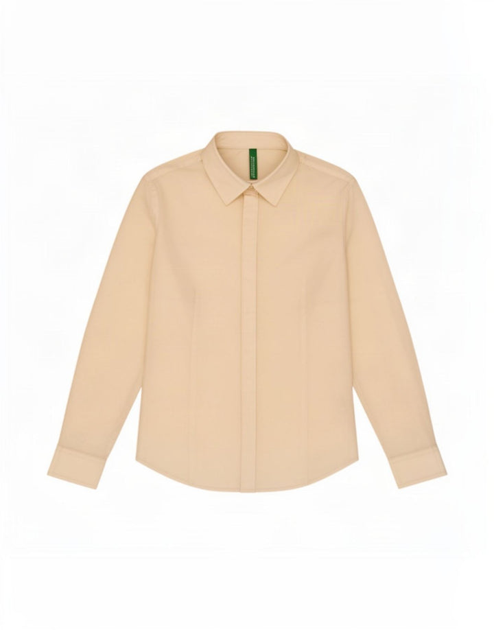 Benetton Damen-Hemd UK 10 Small aus weißer Baumwolle