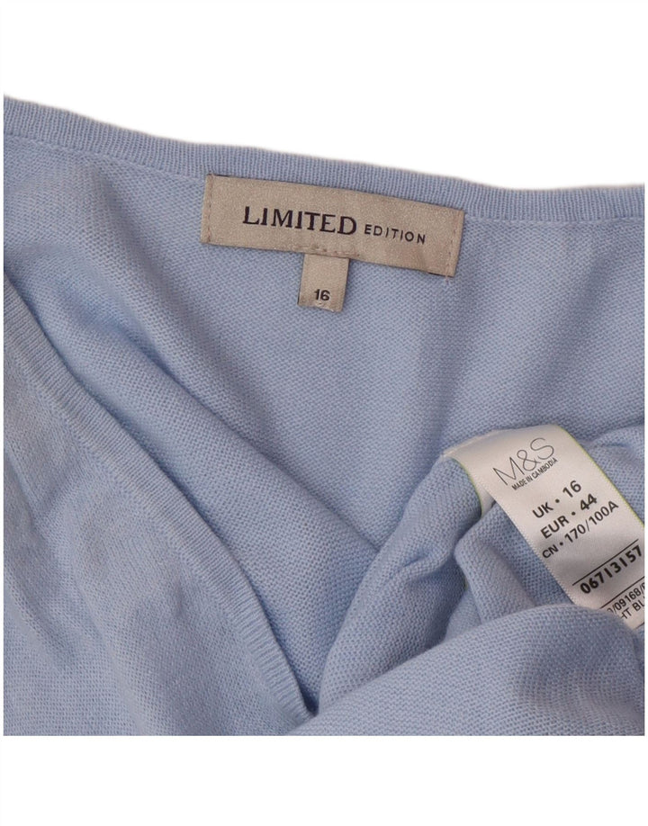Marks & Spencer Damen Übergroßes Pulloverkleid UK 16 Large Blaues Acryl