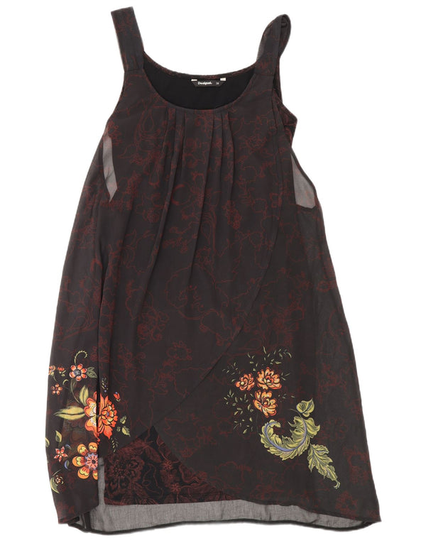 Desigual Damen ärmelloses Tunikakleid EU 38 Medium Black Floral Bohemian