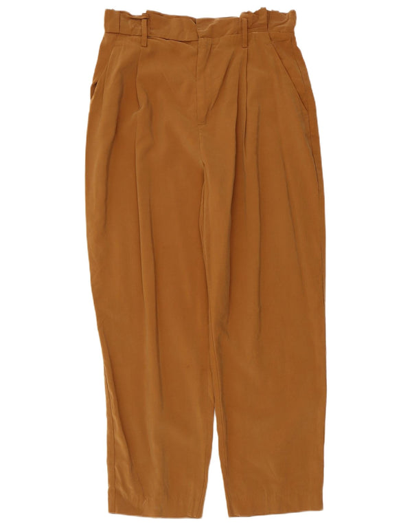 Zara Womens High Waist Tapered Chino Trousers Large W30 L26 Brown
