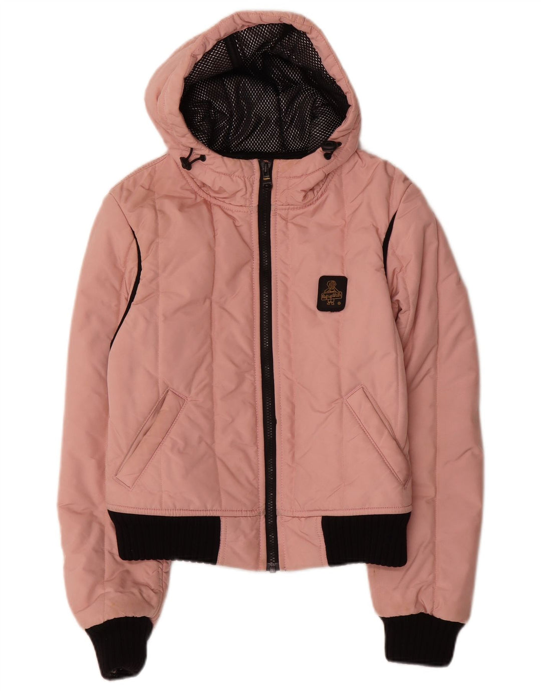 Refrigiwear Damen Crop Hooded Bomberjacke UK 12 Mittelrosa Nylon