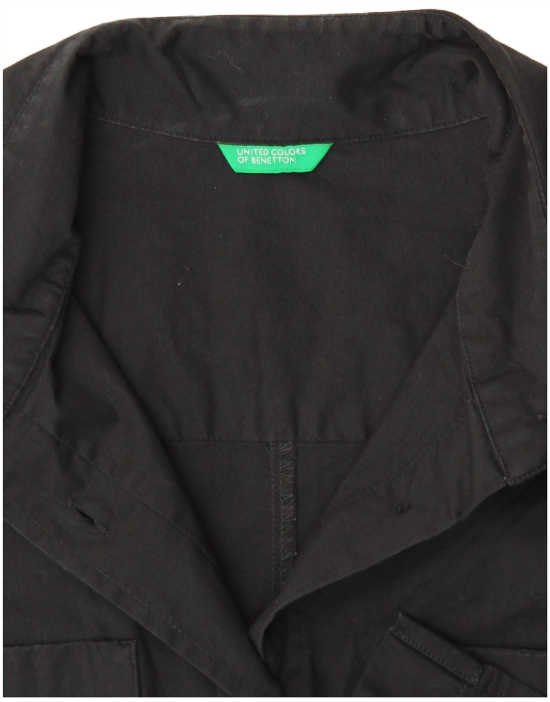 BENETTON Damen Kurzarmhemd UK 12 Medium Schwarz