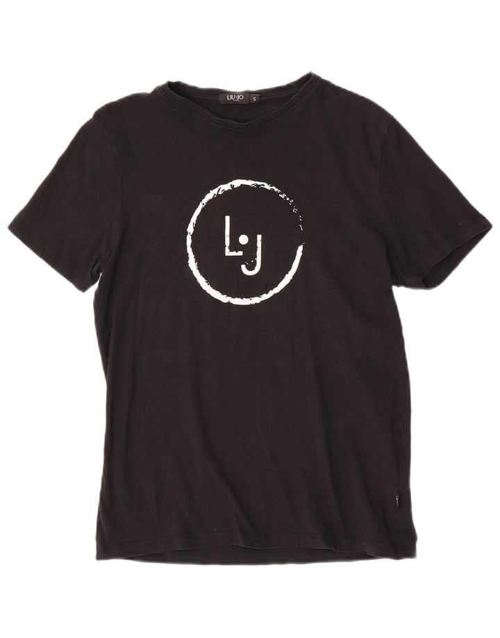 Liu Jo Herren-T-Shirt mit Grafik, Größe S, schwarze Baumwolle
