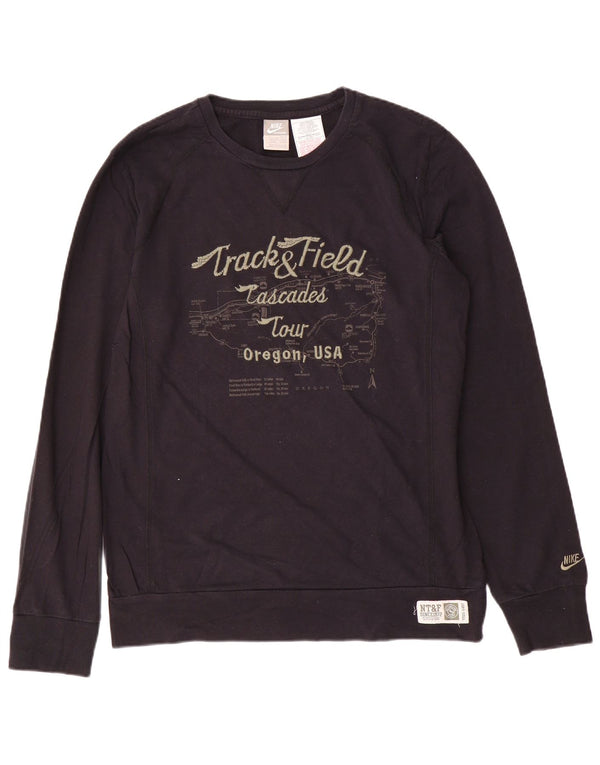 NIKE Mens Graphic Sweatshirt Jumper UK 42/44 Large Black Cotton