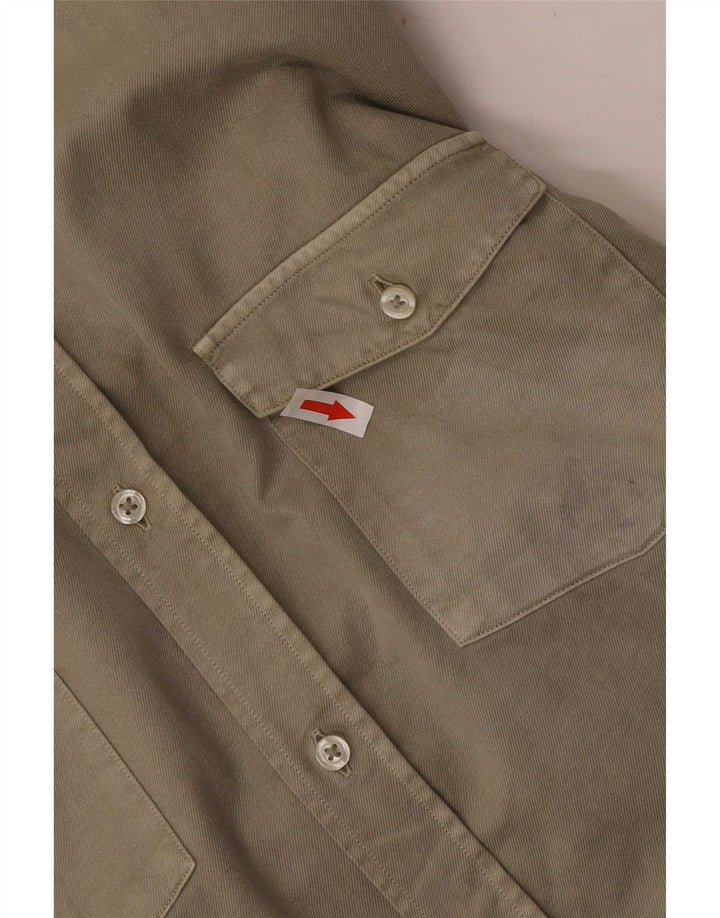 Massimo Dutti Herrenhemd aus mittlerer Khaki-Baumwolle