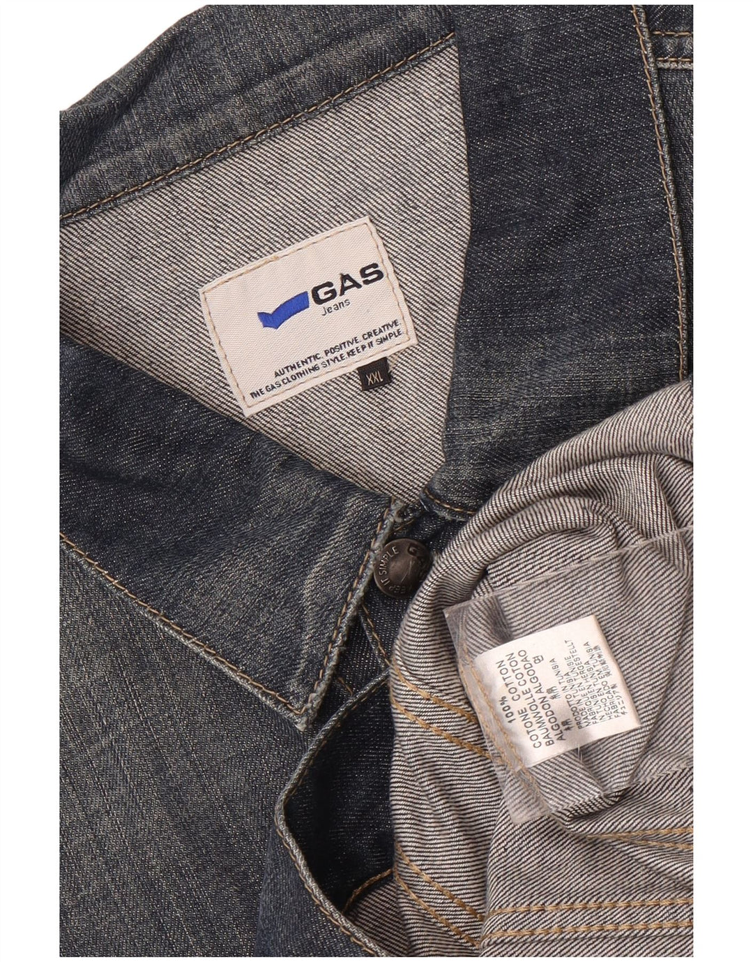 Gas Herren Jeansjacke UK 44 2XL Marineblaue Baumwolle