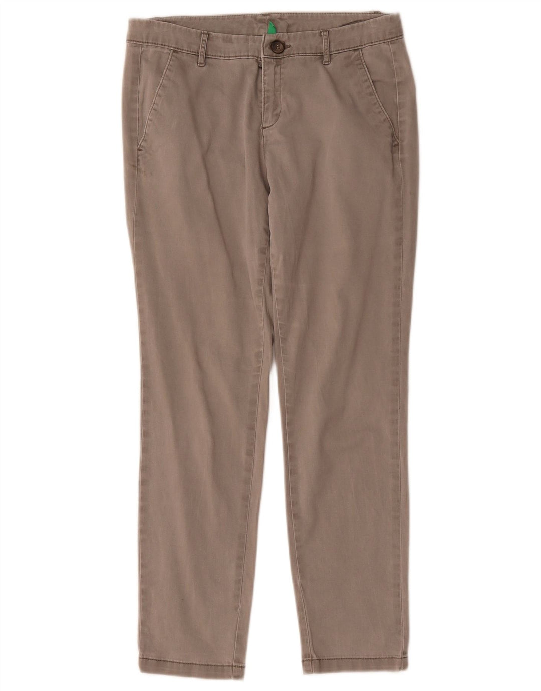 Benetton Damen Gerade Chinohose W30 L27 Grau