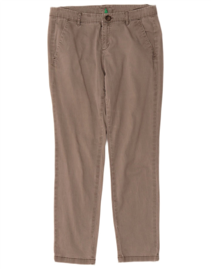 Benetton Damen Gerade Chinohose W30 L27 Grau