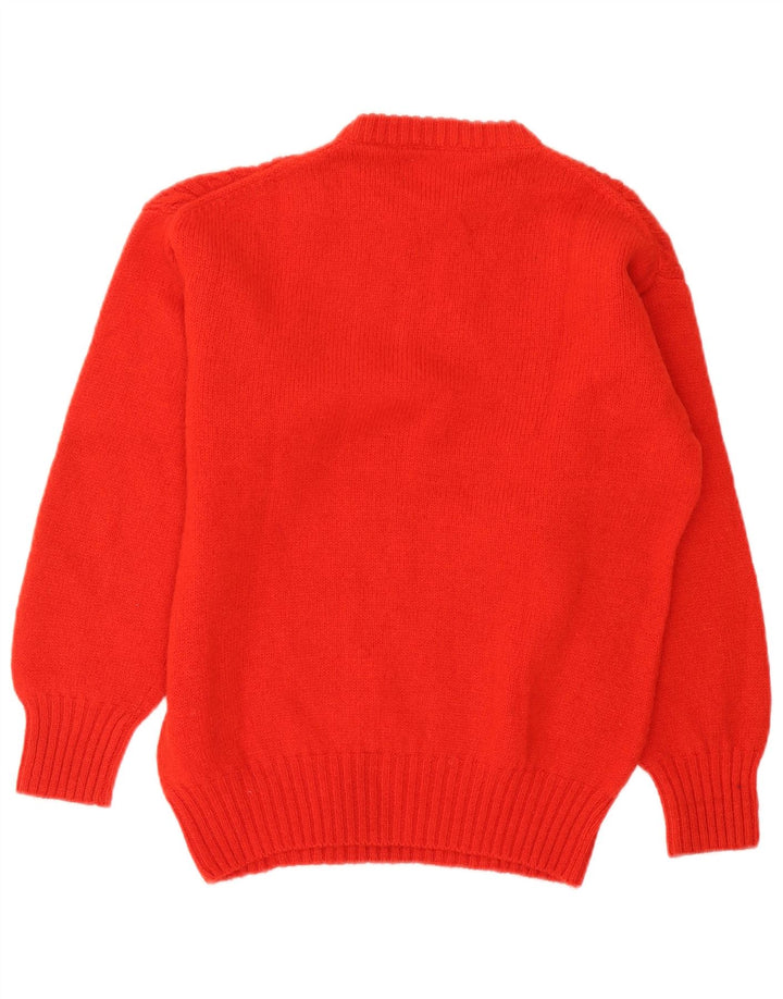 Vintage Damen Übergroßer Rundhalspullover Pullover UK 10 Kleine rote Wolle