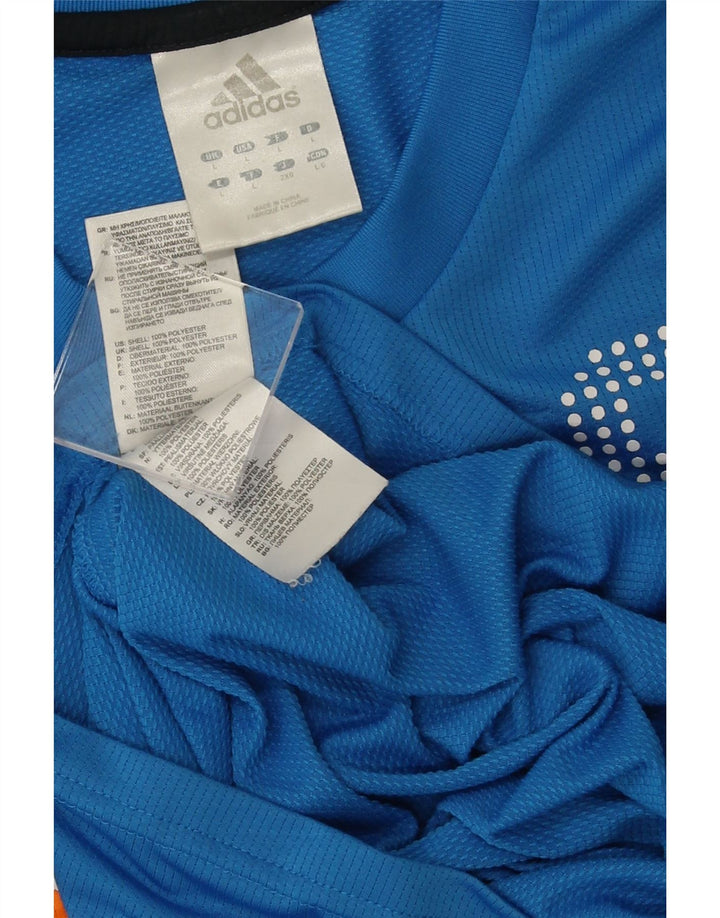 ADIDAS Herren Grafik-T-Shirt-Oberteil, großes blaues Farbblock-Polyester