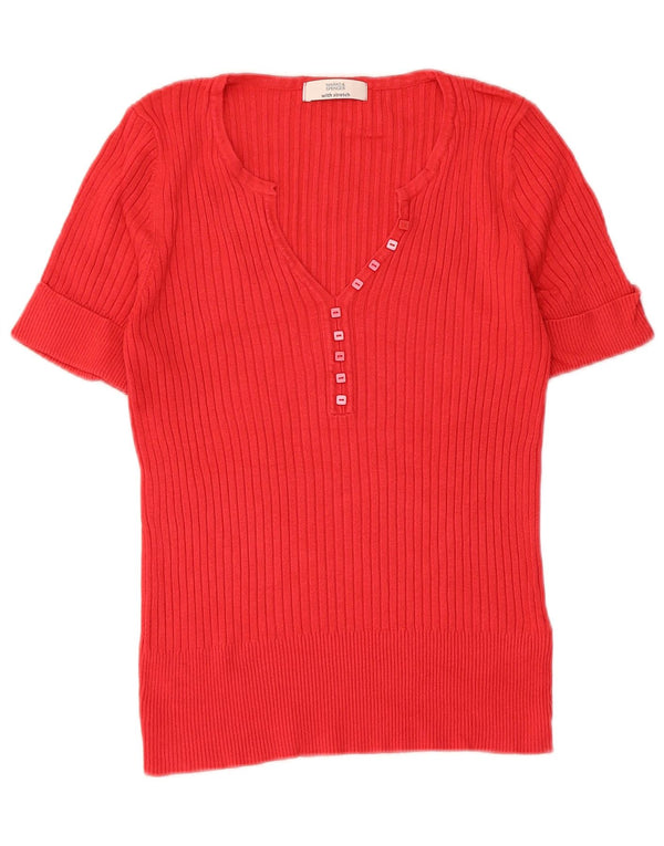 Marks & Spencer Damen T-Shirt Top UK 14 Mittelrote Viskose