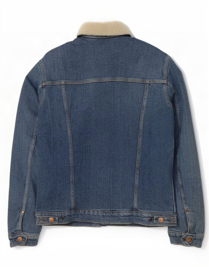 Wrangler Herren Denim Sherpa Jacke UK 36 Small Blau Baumwolle