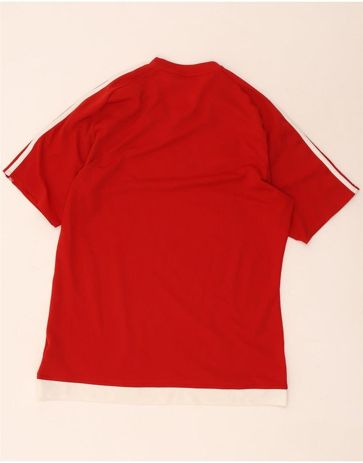 Adidas Herren Climalite T-Shirt Top Mittelrotes Colourblock-Polyester