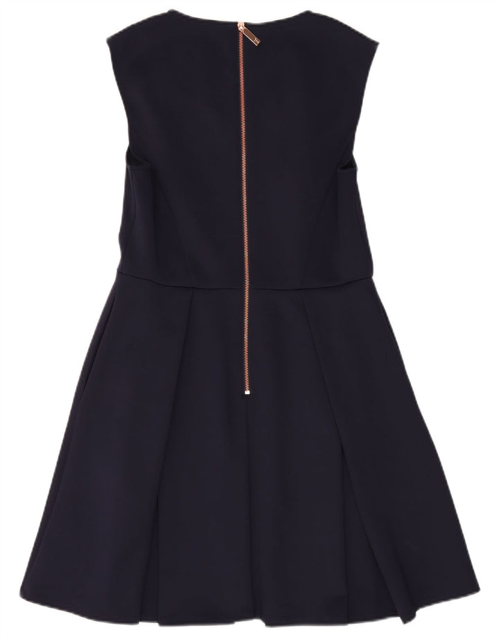 Ärmelloses Swing-Kleid für Damen von Ted Baker, Größe 4, groß, Marineblau mit Blumenmuster