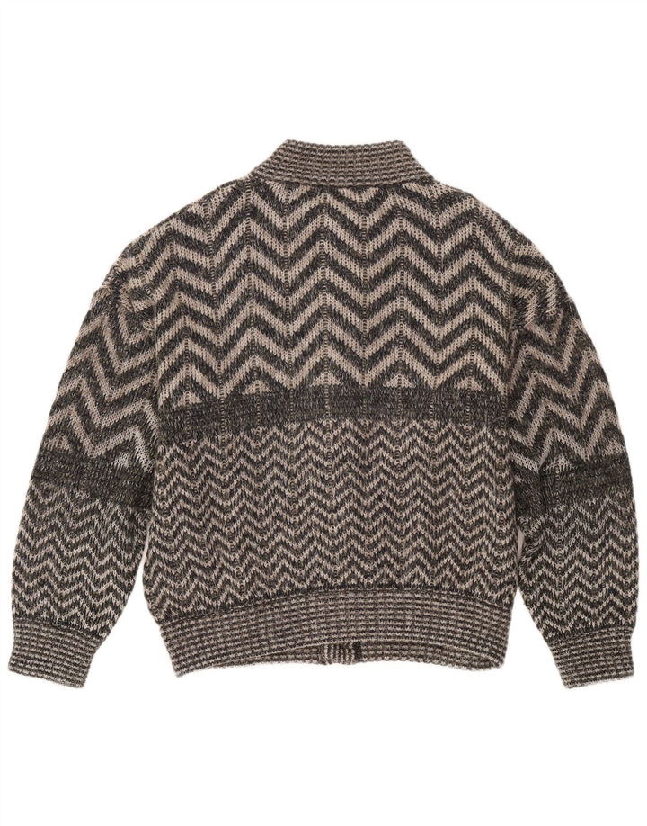 Vintage Herren Cardigan Pullover XL Grau Chevron