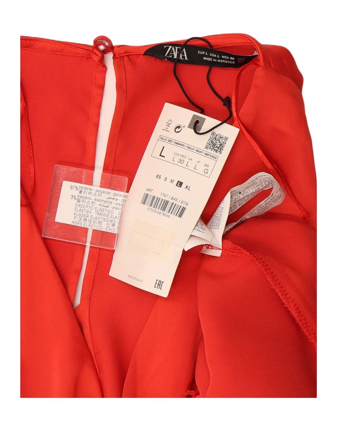 ZARA Damen-Maxikleid mit 3/4-Ärmeln, Gr. 40, Orange, Polyester
