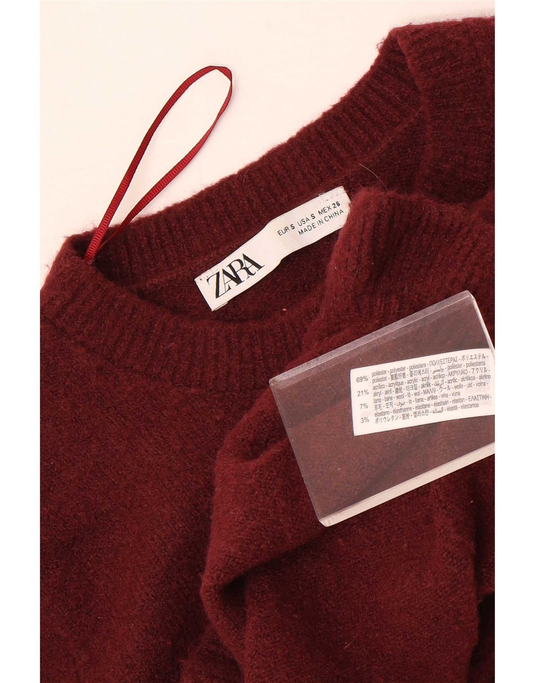 Zara Damen Crop Cardigan Pullover UK 10 Small Kastanienbraunes Polyester