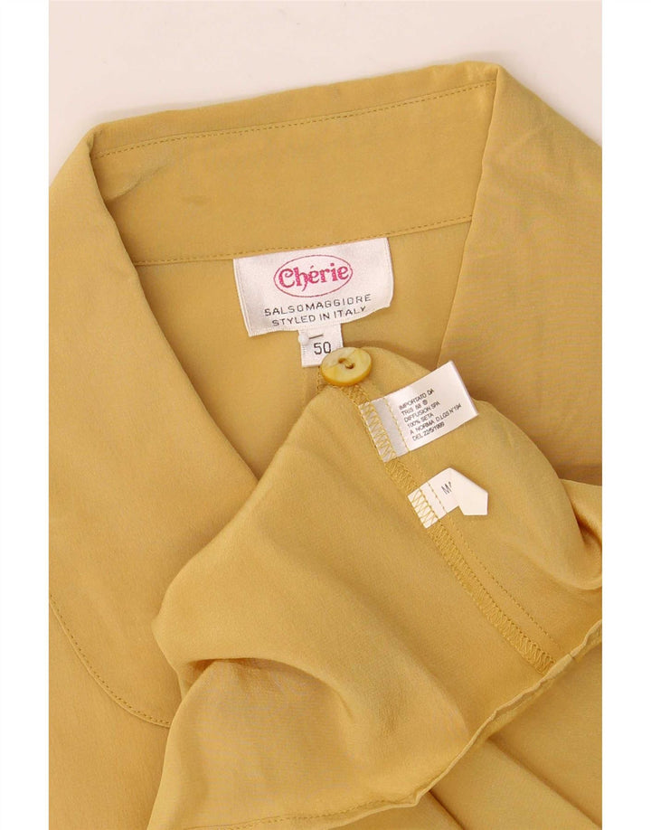 Cherie Damen-Hemdbluse in Übergröße, IT 50, XL, gelbe Seide