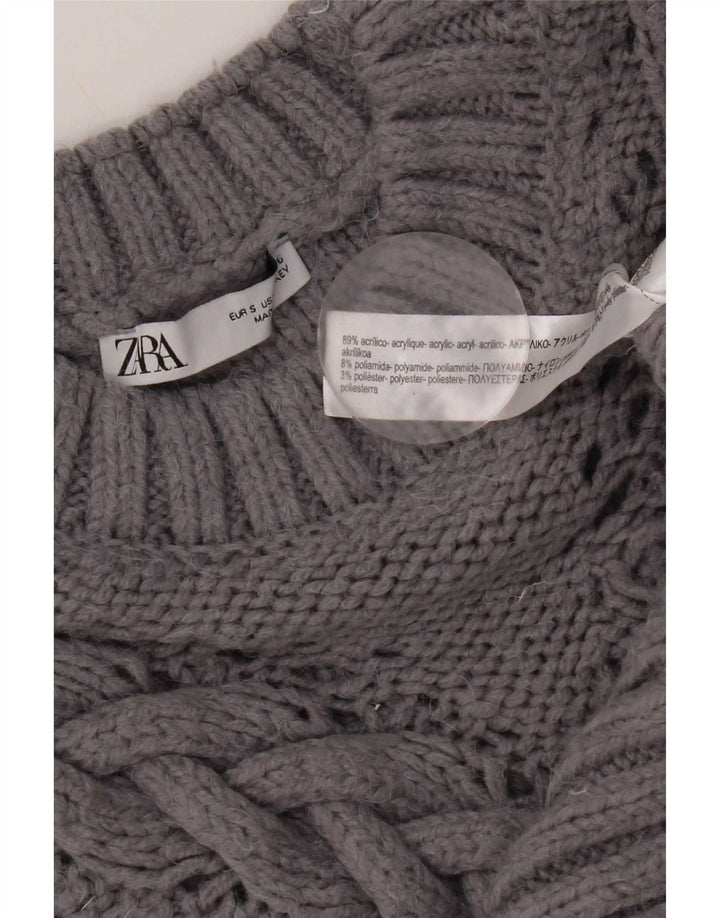 Zara Damen Weste Tank Top UK 10 Small Grau Acryl