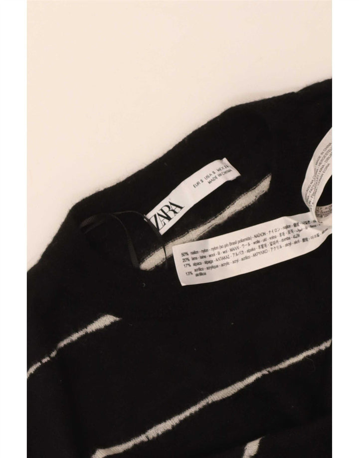 Zara Damen-Pullover, übergroß, Rundhalsausschnitt, Gr. 10, Größe S, Schwarz, gestreift