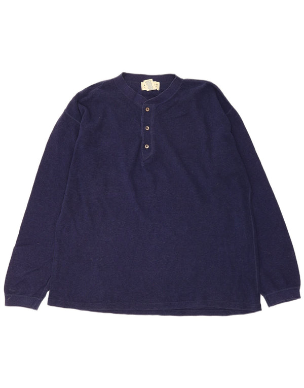 Eddie Bauer Mens Loose Fit Top Long Sleeve Medium Navy Blue Cotton