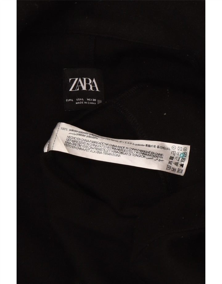 Zara Womens Open Overcoat UK 16 Large Schwarz Polyester