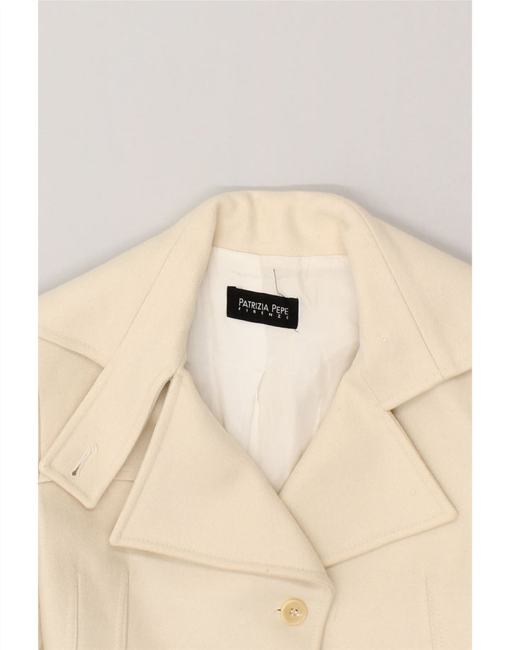 PATRIZIA PEPE Womens Overcoat UK 10 Small Off White | Vintage Patrizia Pepe | Thrift | Second-Hand Patrizia Pepe | Used Clothing | Messina Hembry 