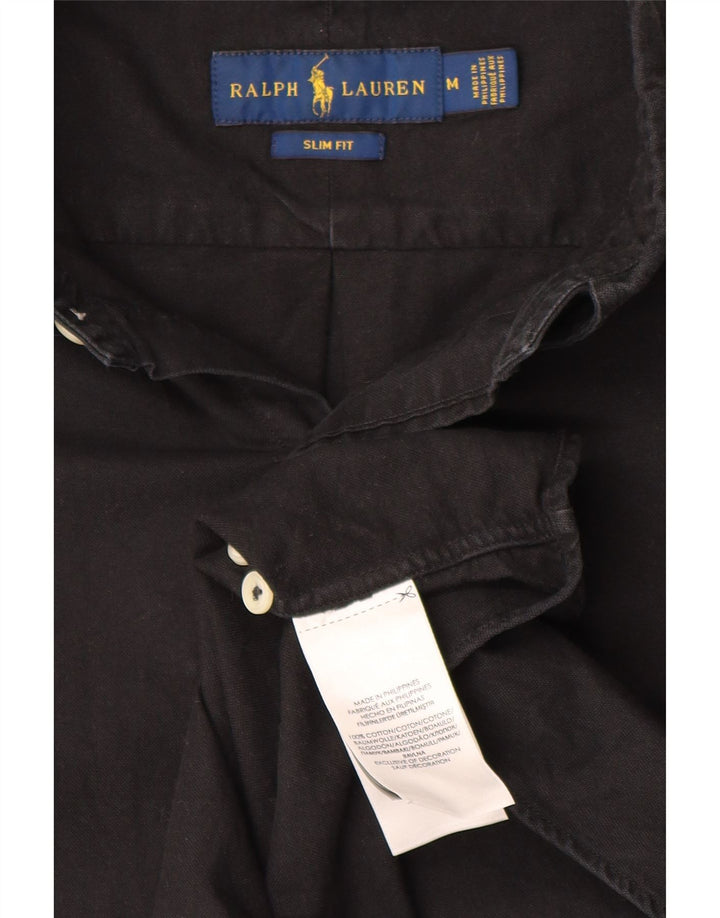 Ralph Lauren Herren-Slim-Fit-Hemd aus mittelschwarzer Baumwolle