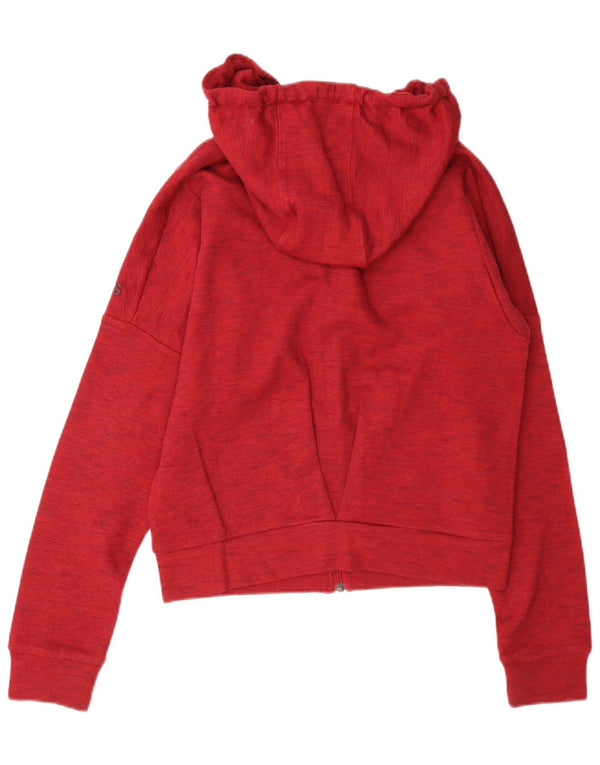 Adidas Damen Zip Hoodie Pullover UK 12 Medium Red Flecked Cotton