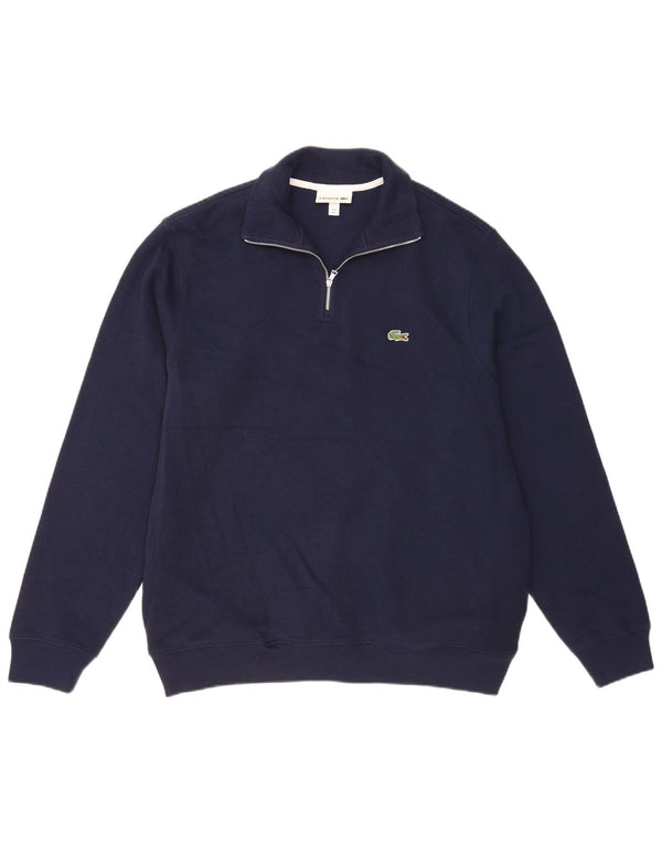 Lacoste Herren-Pullover mit Reißverschluss am Hals, Größe 6 XL, marineblaue Baumwolle