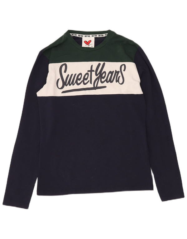 SWEET YEARS Damen Grafik-Top, langärmlig, UK 18, XL, Marineblau, Farbblock