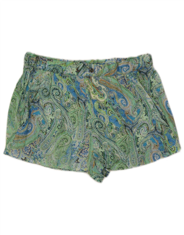 Zara Damen Hotpants Medium W28 Grün Paisley Polyester