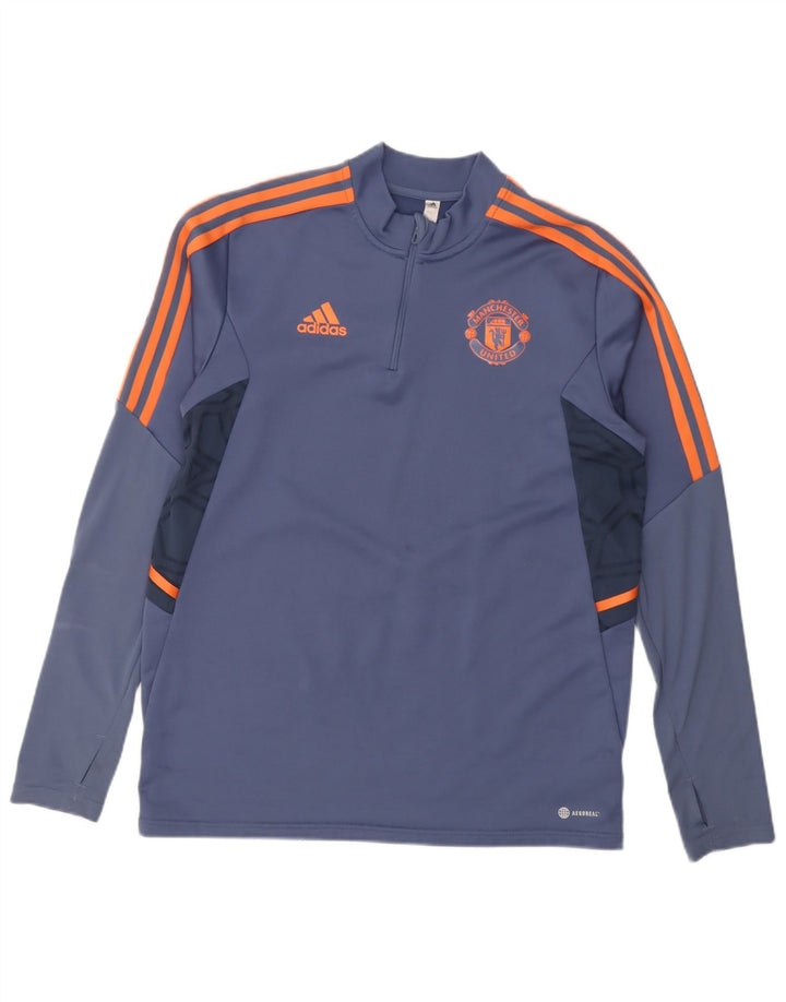 Adidas Herren Manchester United Pullover-Trainingsanzug-Oberteil, Größe L, Blau, Farbblock