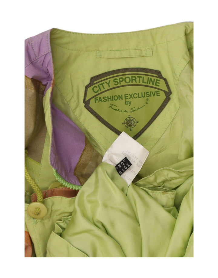 VINTAGE Womens Oversized Windbreaker Jacket UK 12 Medium Green Colourblock