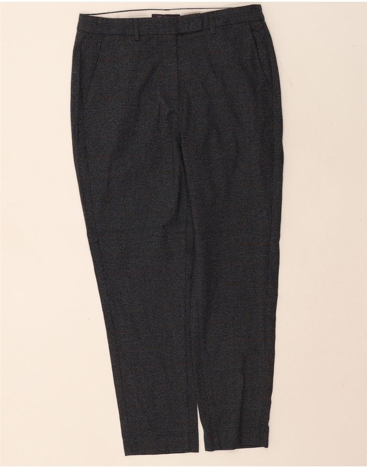 Marks & Spencer Damen Chinohose UK 12 M W30 L27 Marineblau kariert