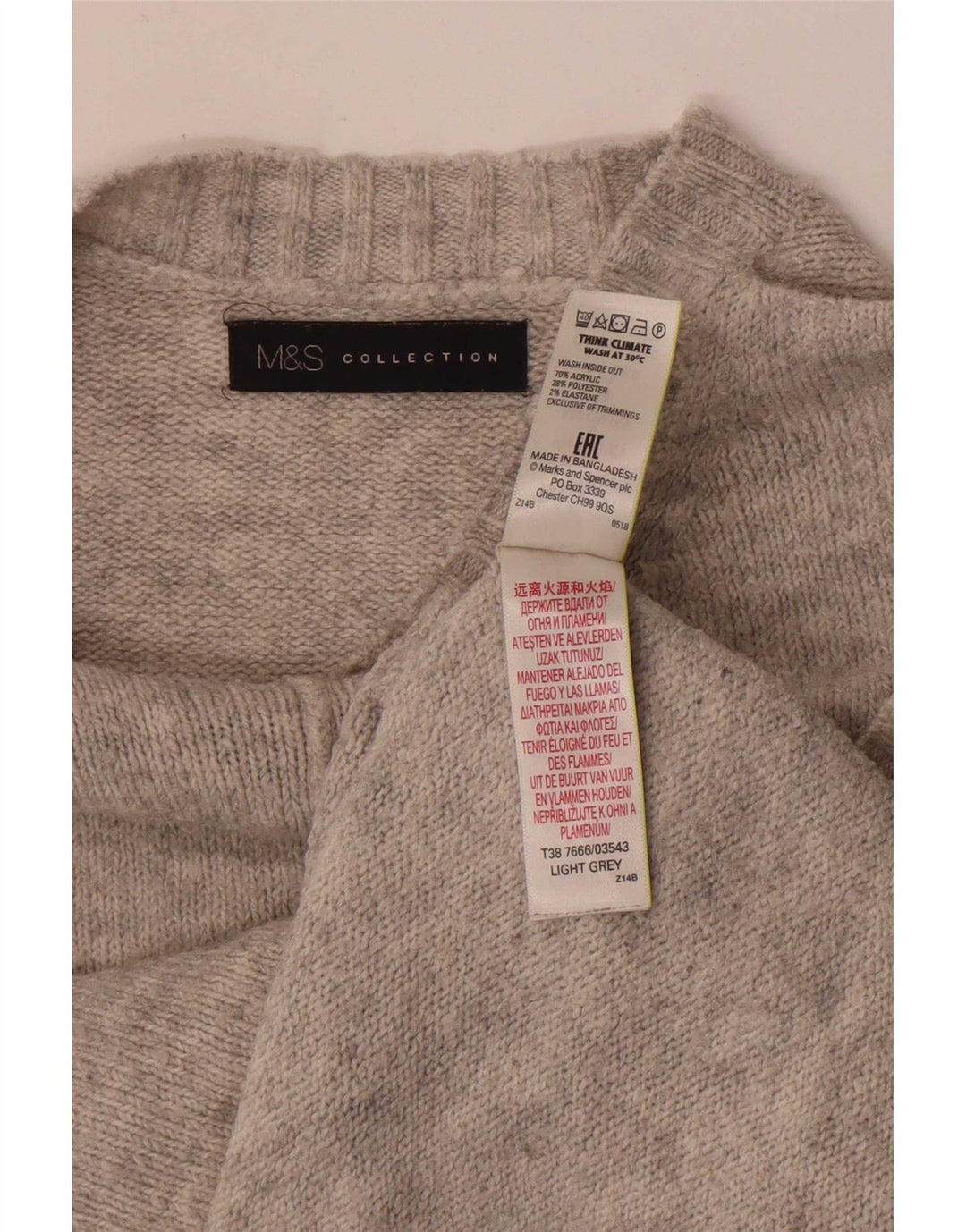 Marks & Spencer Damen-Pullover mit Rundhalsausschnitt, UK 14, mittelgraues Acryl