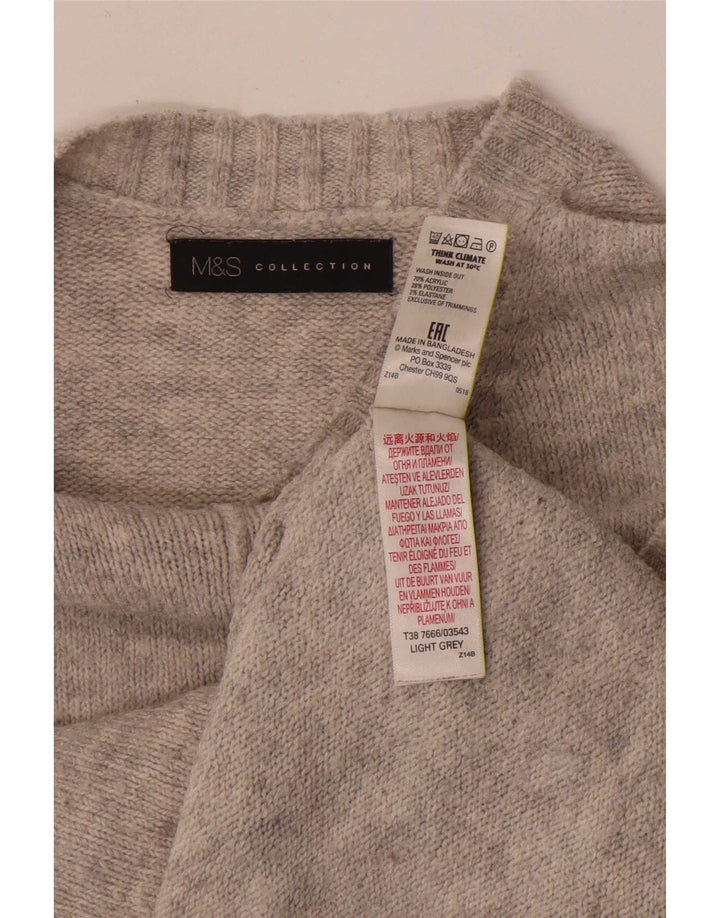 Marks & Spencer Damen-Pullover mit Rundhalsausschnitt, UK 14, mittelgraues Acryl