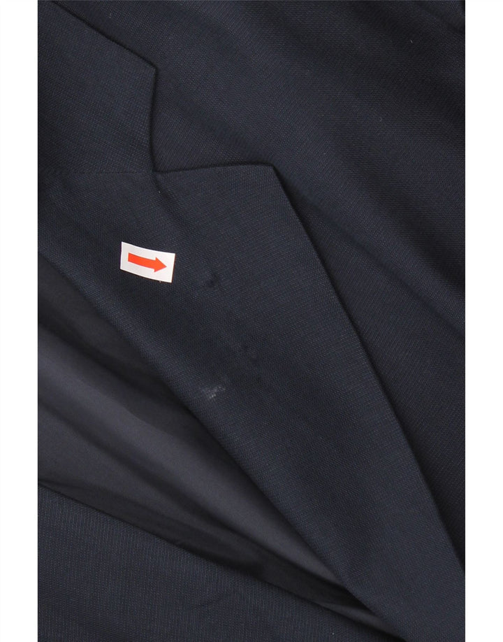 DANIEL HECHTER Womens 1 Button Blazer Jacket UK 14 Large Navy Blue Silk