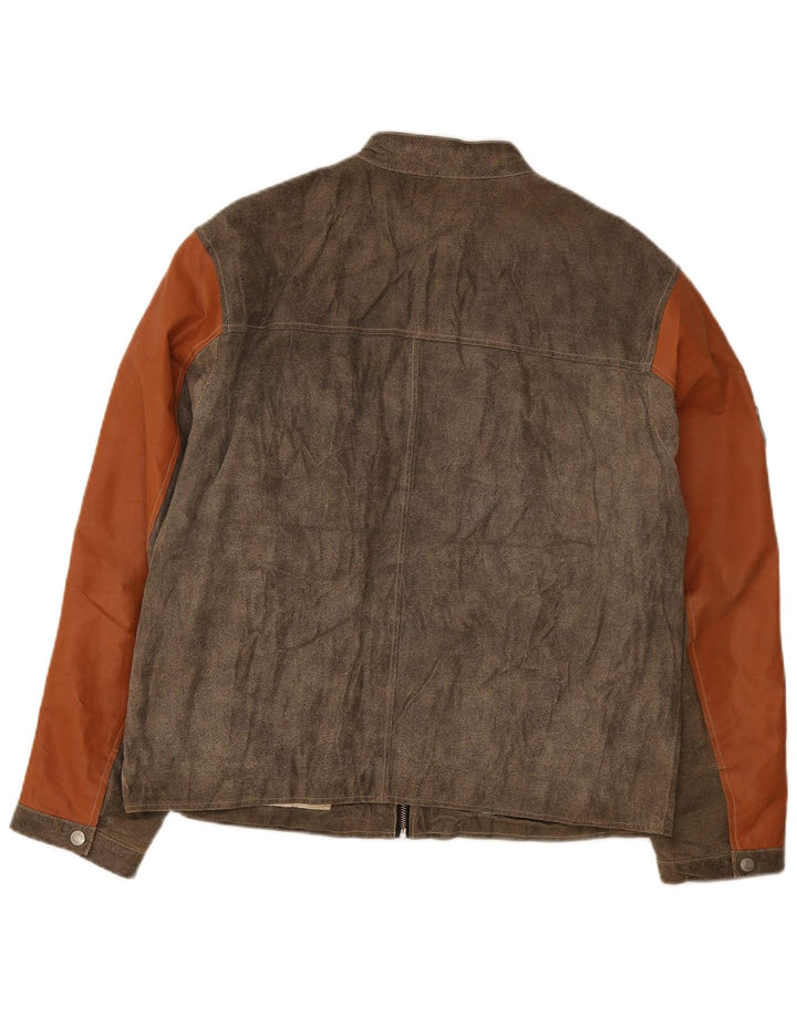 Tom Tailor Herren Lederjacke UK 40 Large Grau Colourblock
