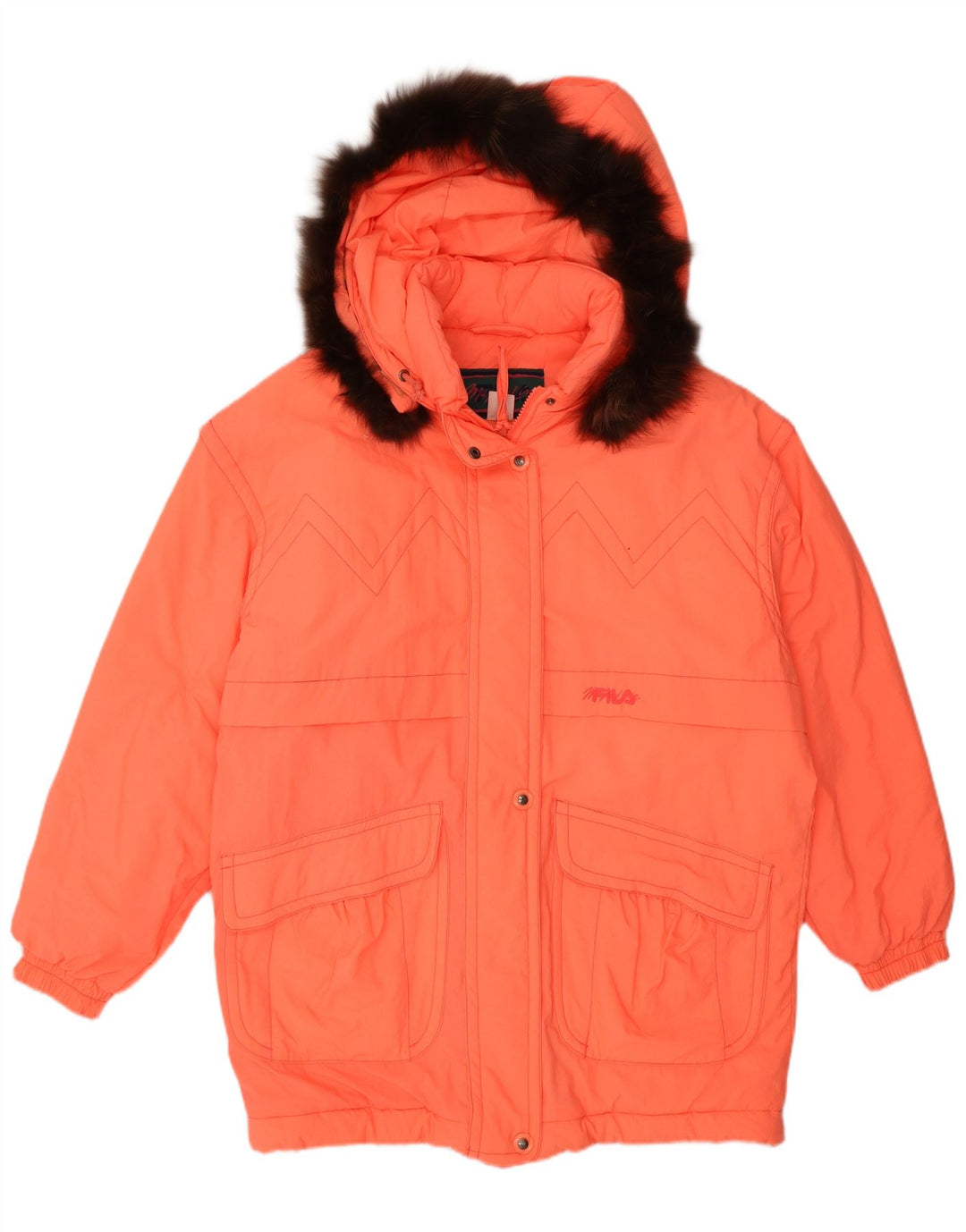 Fila Damen Kapuzen-Übergröße, gepolsterter Mantel IT 44 Mittelorange Polyamid