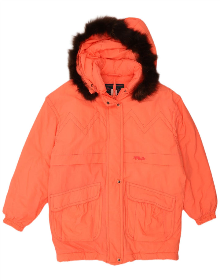 Fila Damen Kapuzen-Übergröße, gepolsterter Mantel IT 44 Mittelorange Polyamid