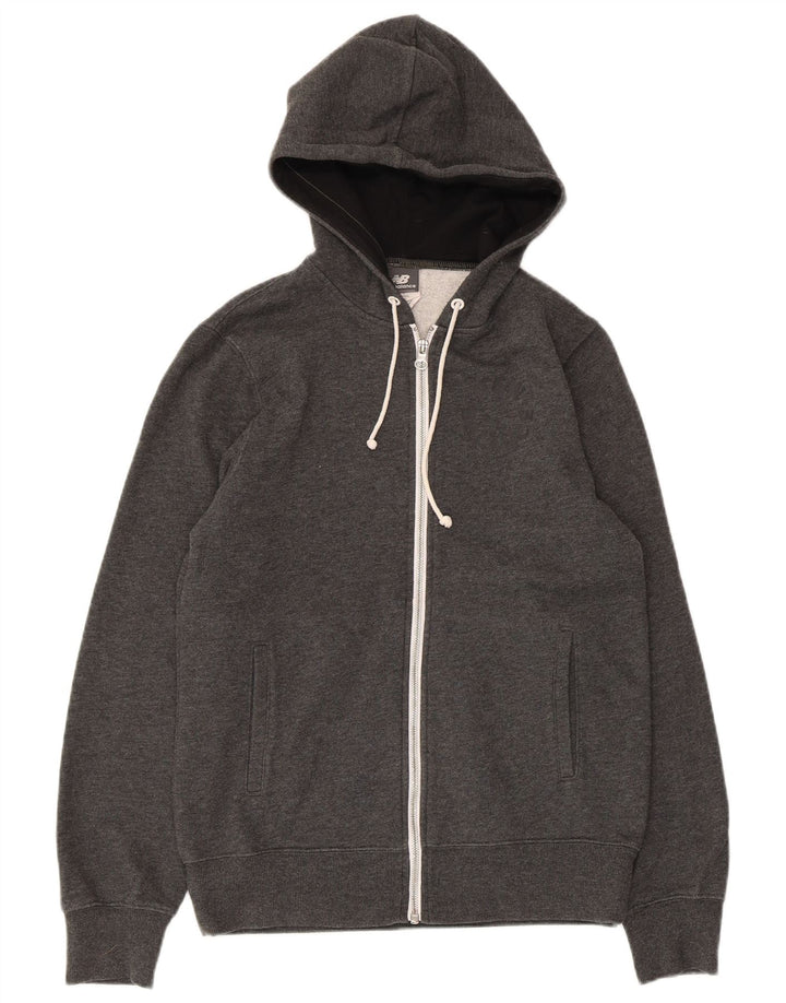 New Balance Herren-Kapuzenpullover mit Reißverschluss, klein, graue Baumwolle