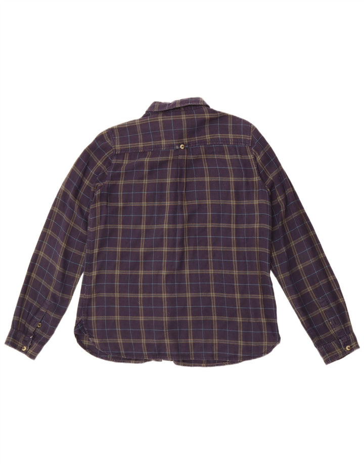 Fat Face Damen-Flanellhemd, UK 12, mittelblau, kariert, Baumwolle