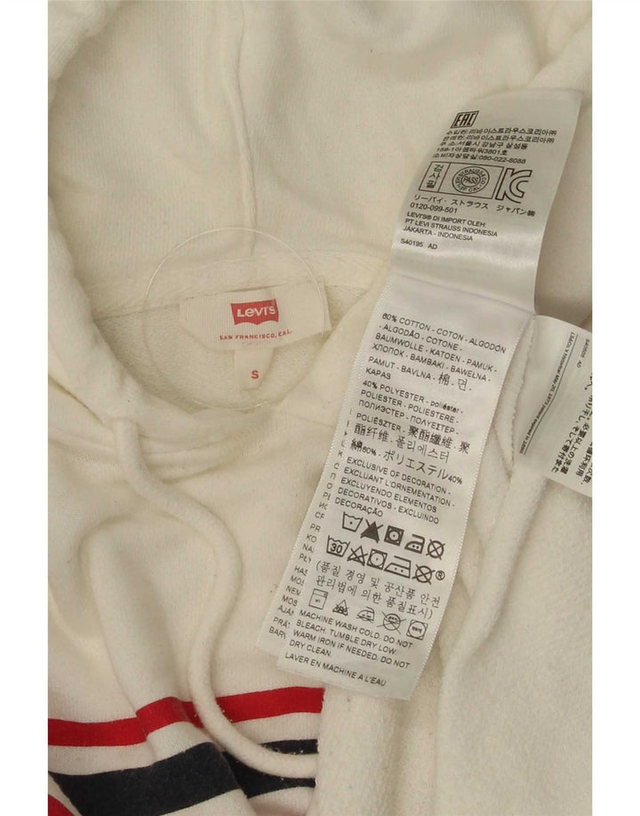 Levi's Damen-Pullover mit übergroßem grafischem Kapuzenpullover, Gr. 10, Größe S, Weiß, gestreift