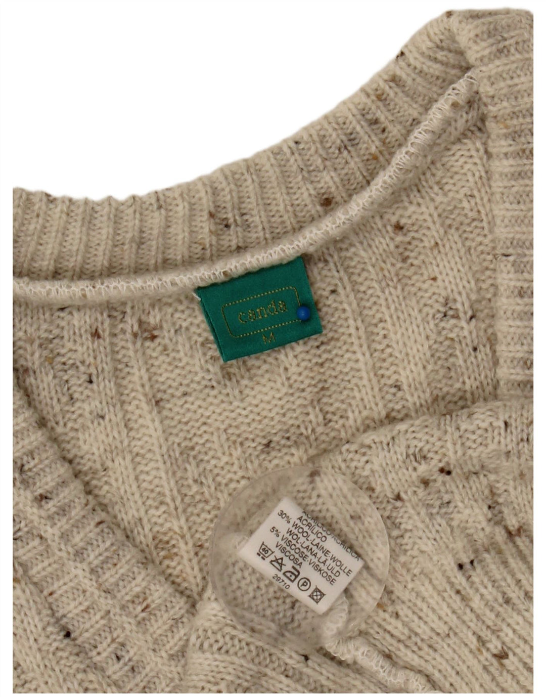 Canda Herren-Pullover mit V-Ausschnitt, Mittelgrau geflecktes Acryl