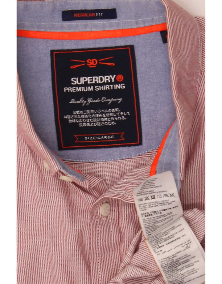 Superdry Herren-Hemd mit normaler Passform, großes rotes Nadelstreifen-Baumwollhemd