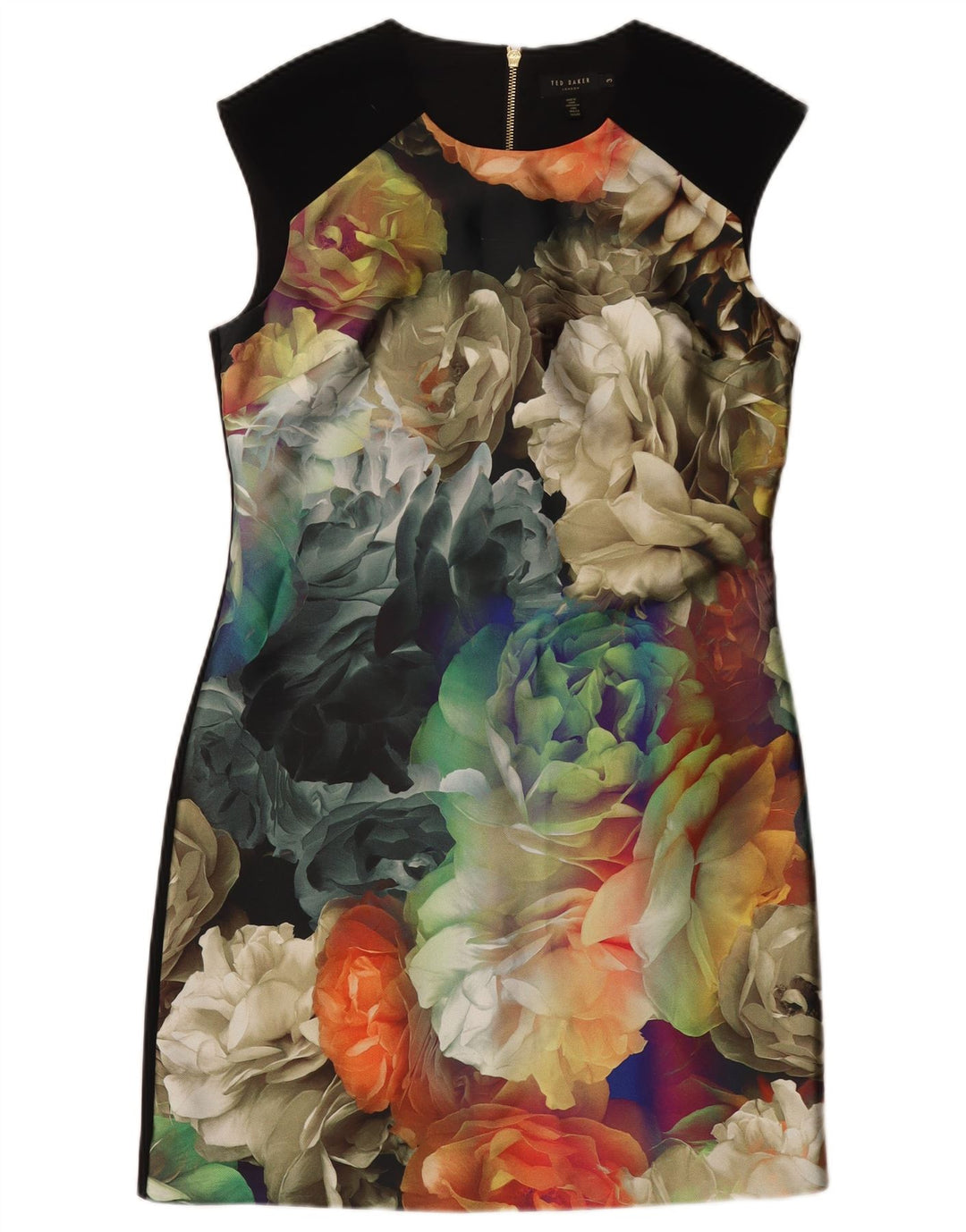 TED BAKER Damen-Etuikleid, Größe 3, mittelgroß, mehrfarbig, Blumenmuster
