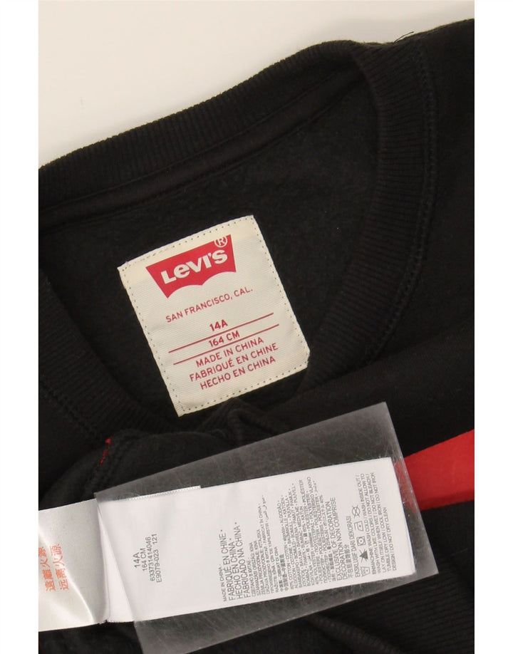 LEVI'S Boys Graphic Sweatshirt Jumper 14-15 Years Black Cotton